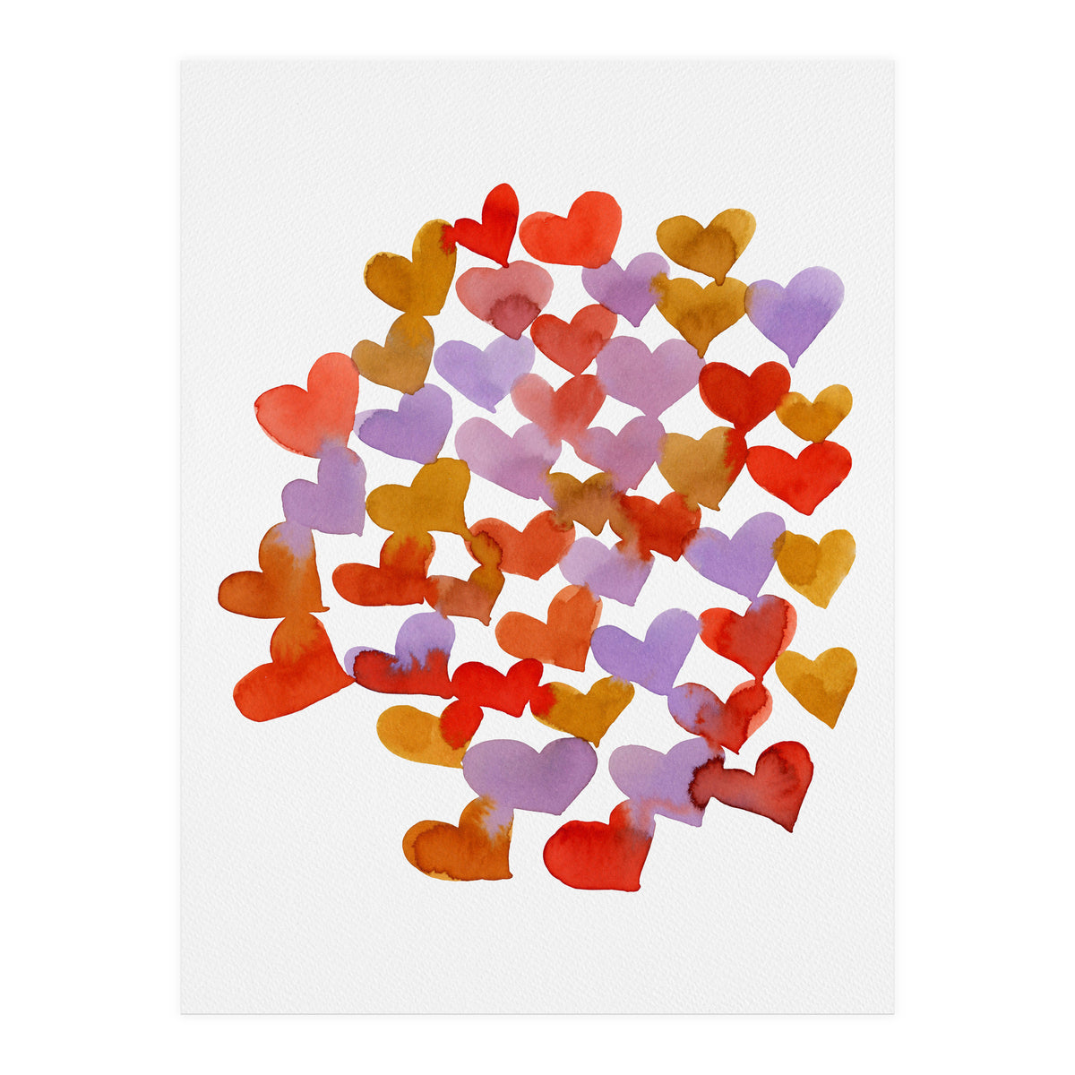 Watercolor melting hearts - retro (Print Only)