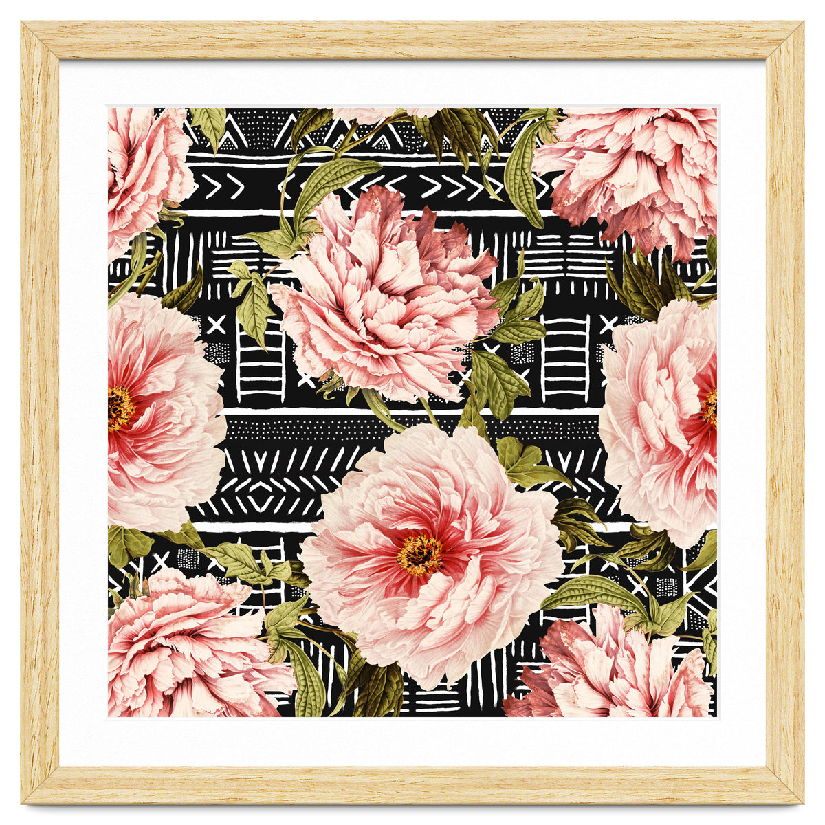 Flowering pink on drawn lines