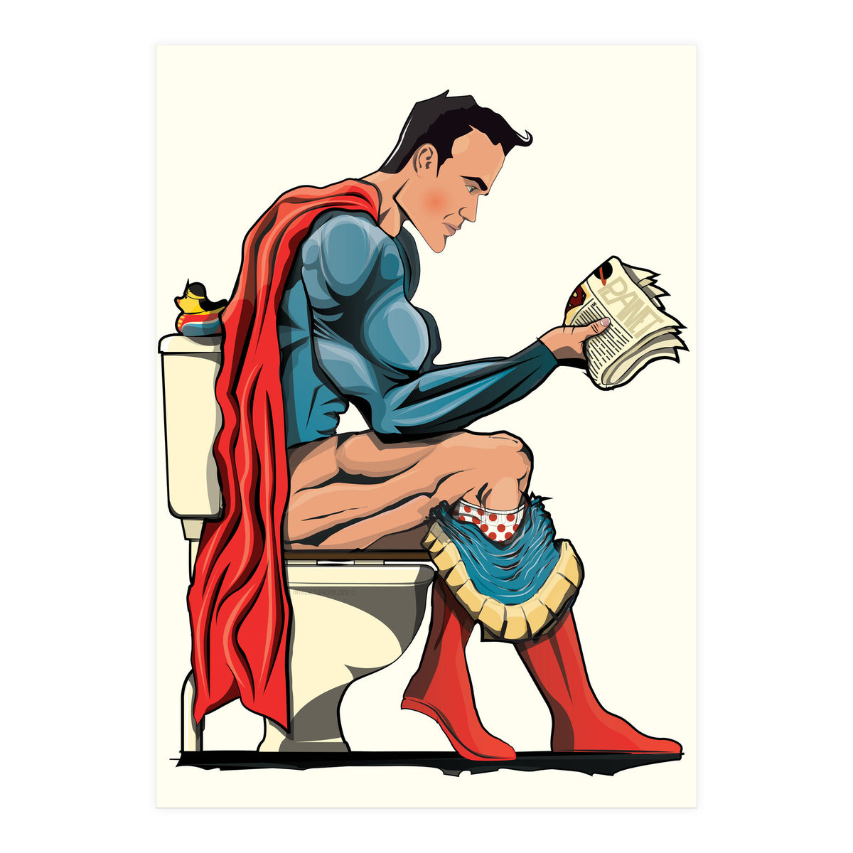 Superman on the Toilet, funny bathroom humour (Print Only)