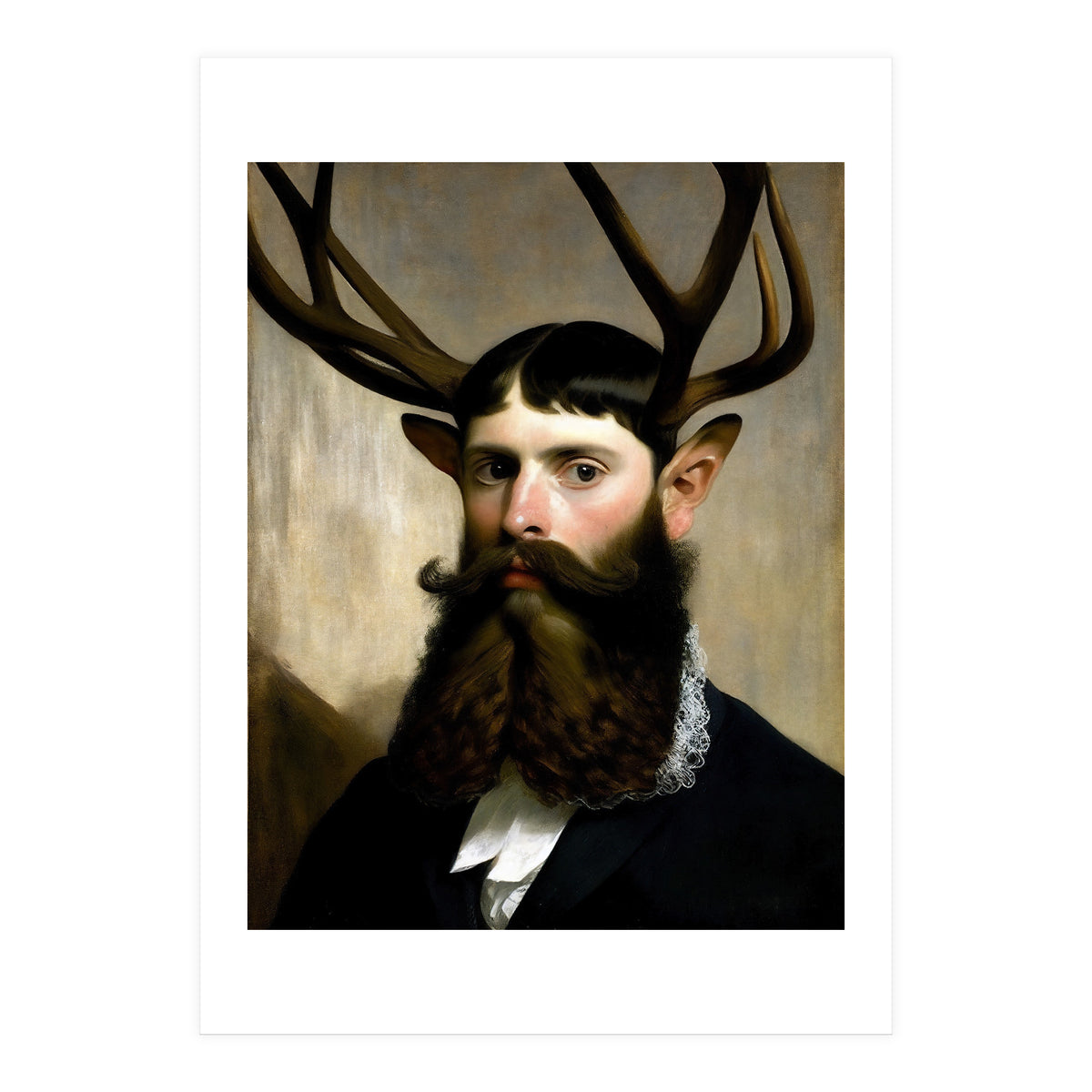 Man Stag Surreal Oil Painting (Print Only)