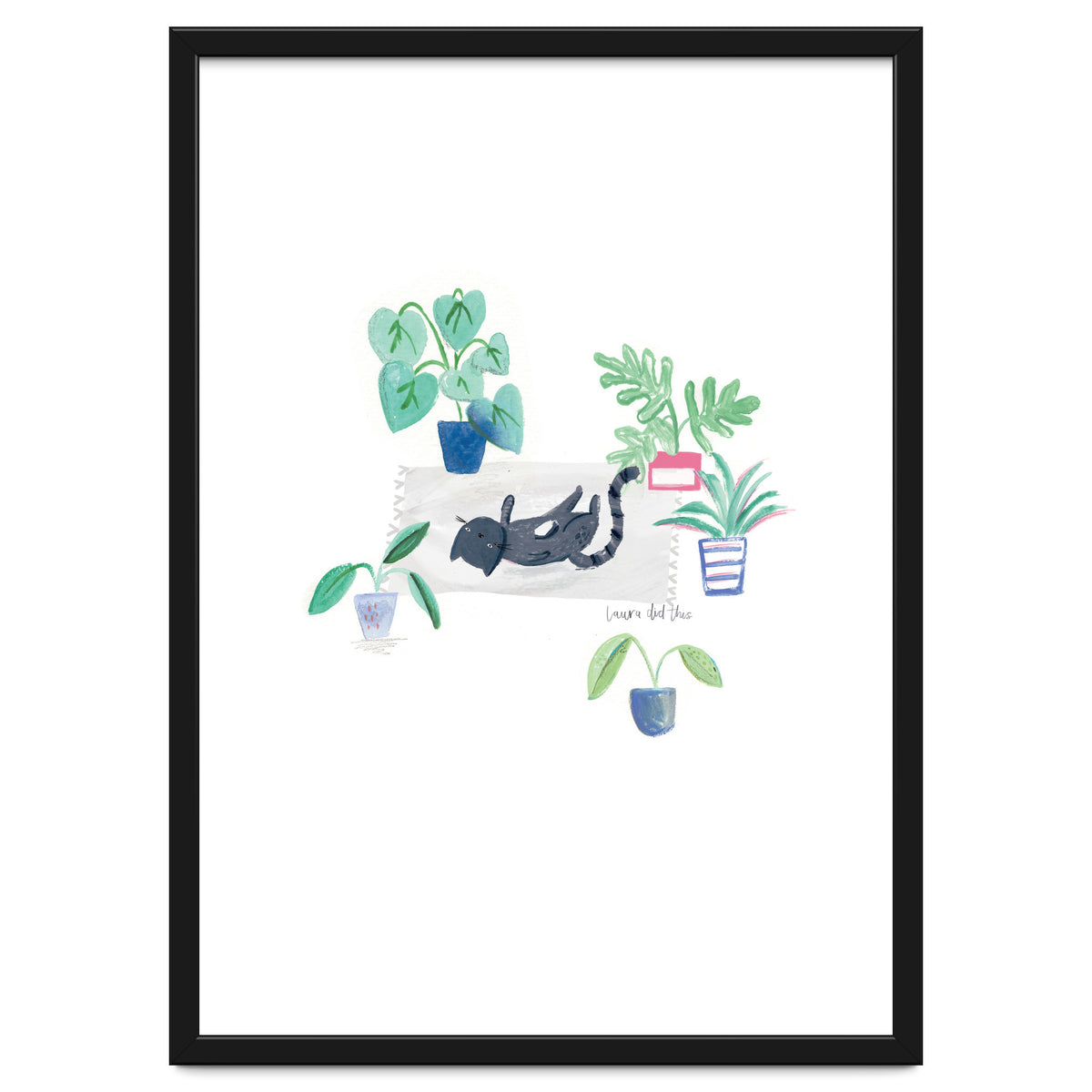 Black Cat And House Plants