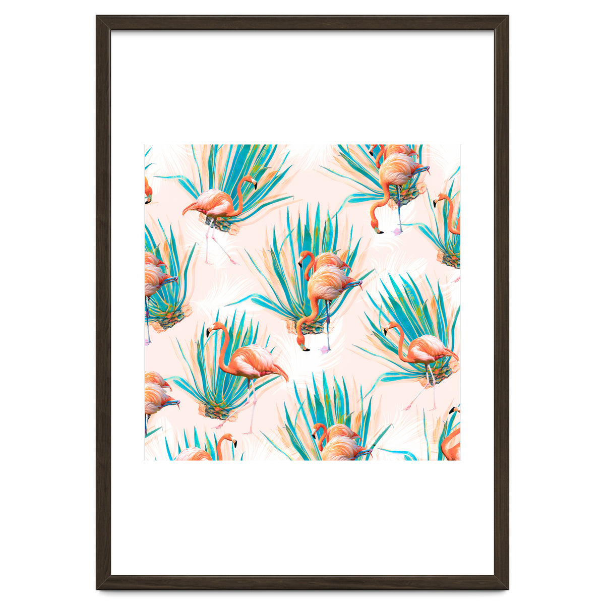 Anaglyph Flamingos with cactus