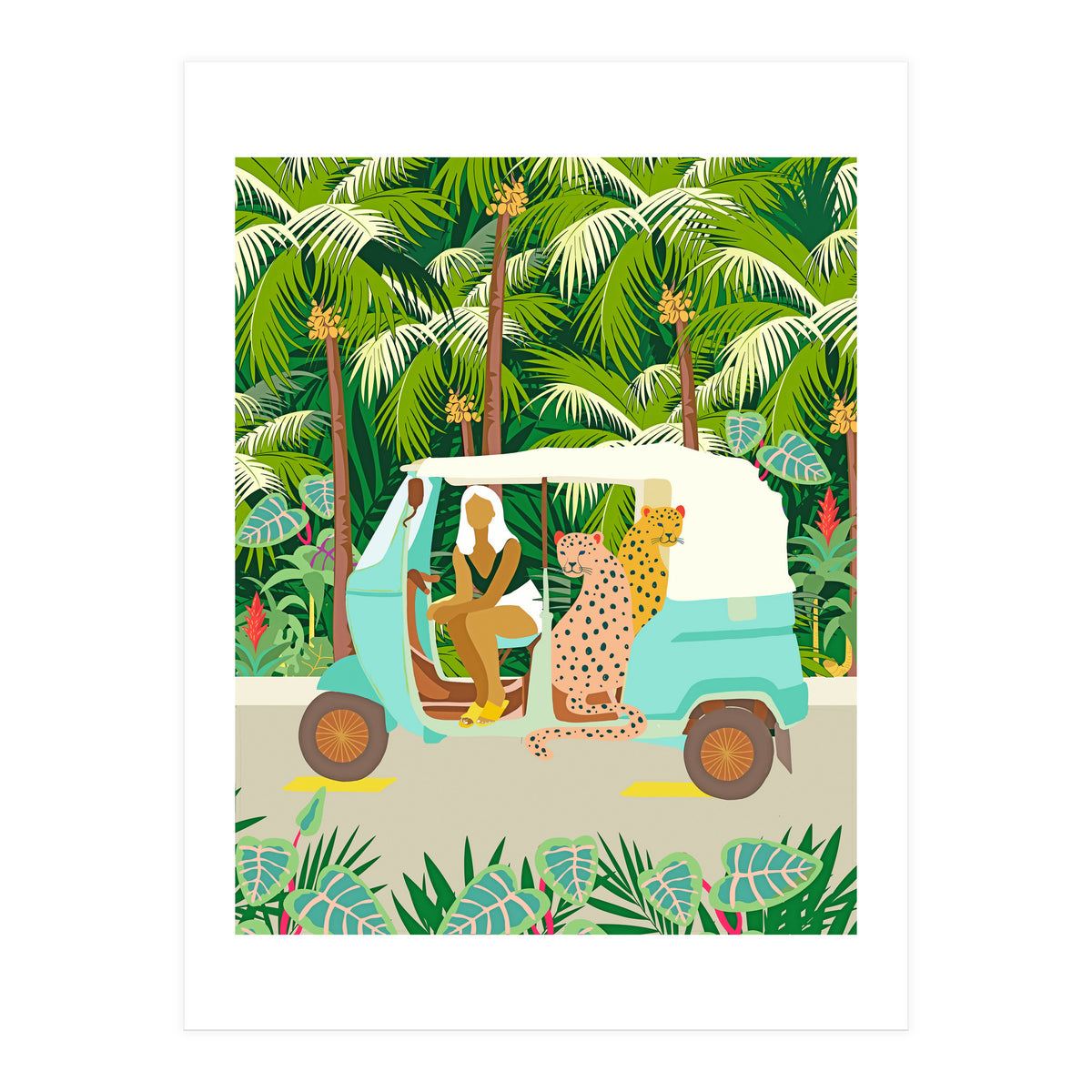 Rikshaw ride with Javan leopards in Bali | Tropical Nature Jungle Bohemian Wildlife Travel (Print Only)