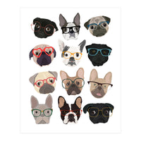 Pugs in Glasses (Print Only)