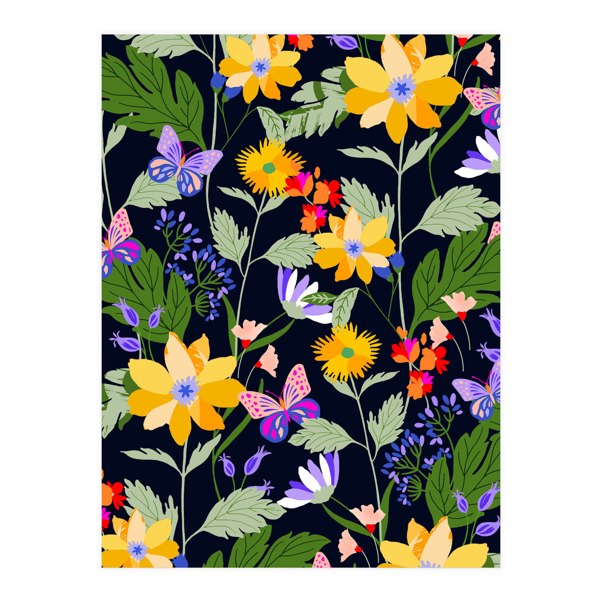 Flowers and butterflies (Print Only)