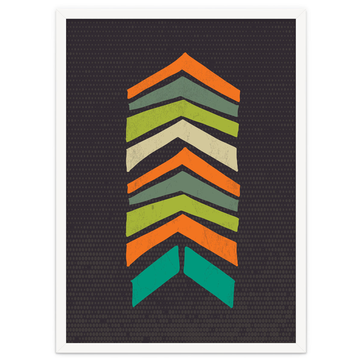 Retro Chevron Print Orange Teal Variation