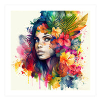 Watercolor Tropical Woman #17 (Print Only)