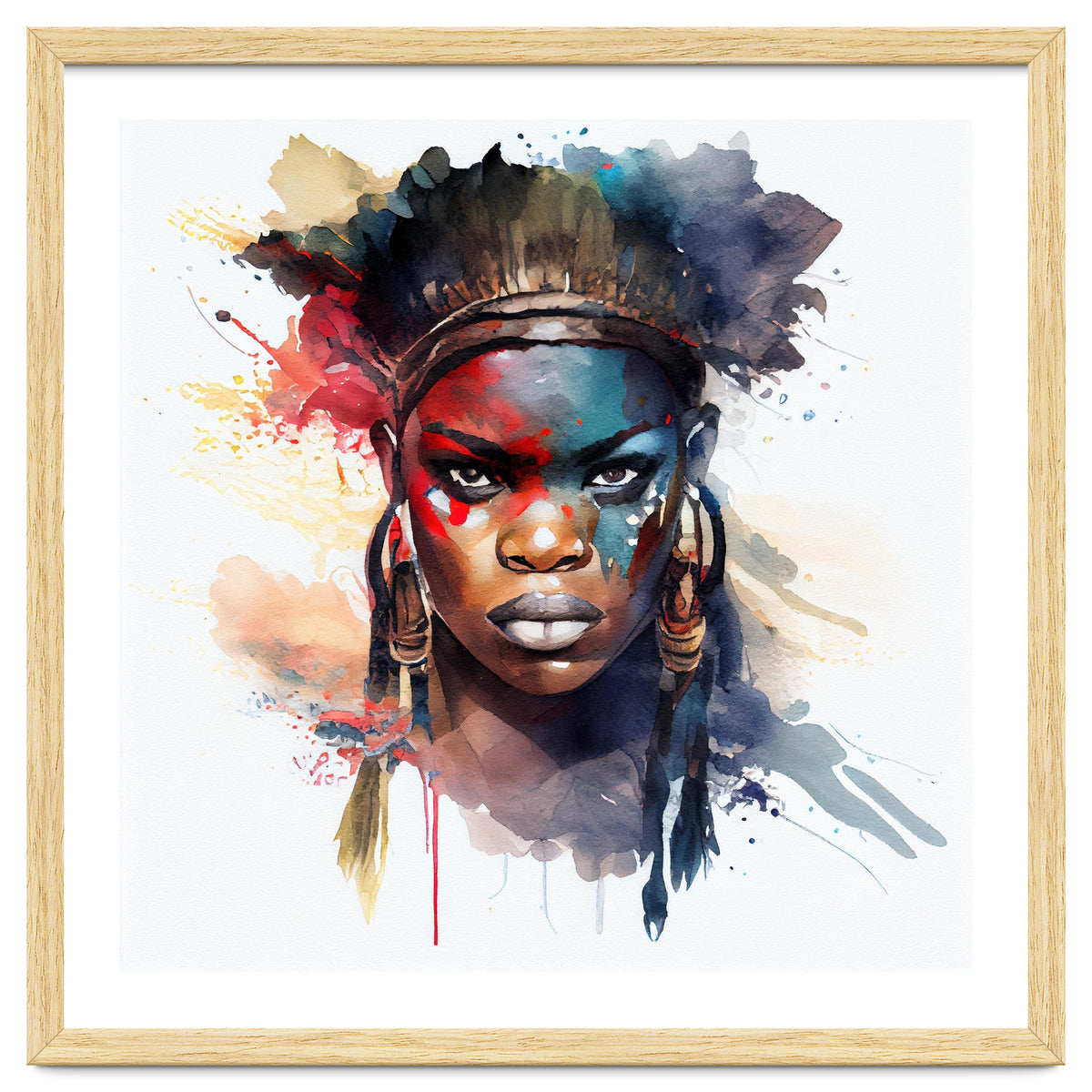 Watercolor African Warrior Woman #4
