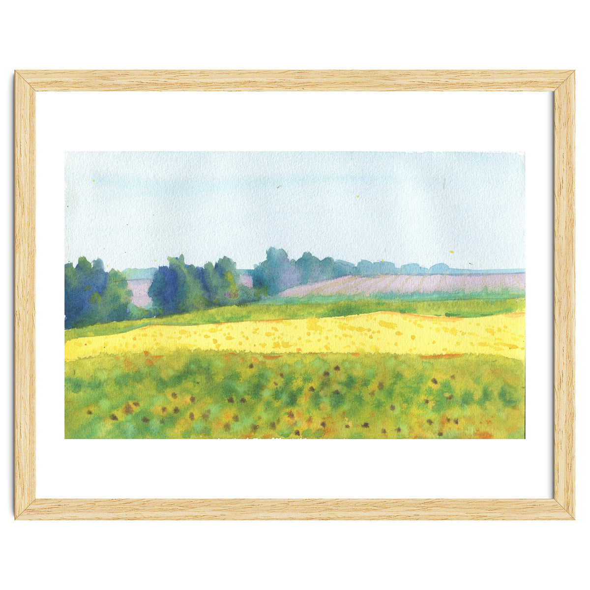 Field landscape. Watercolor