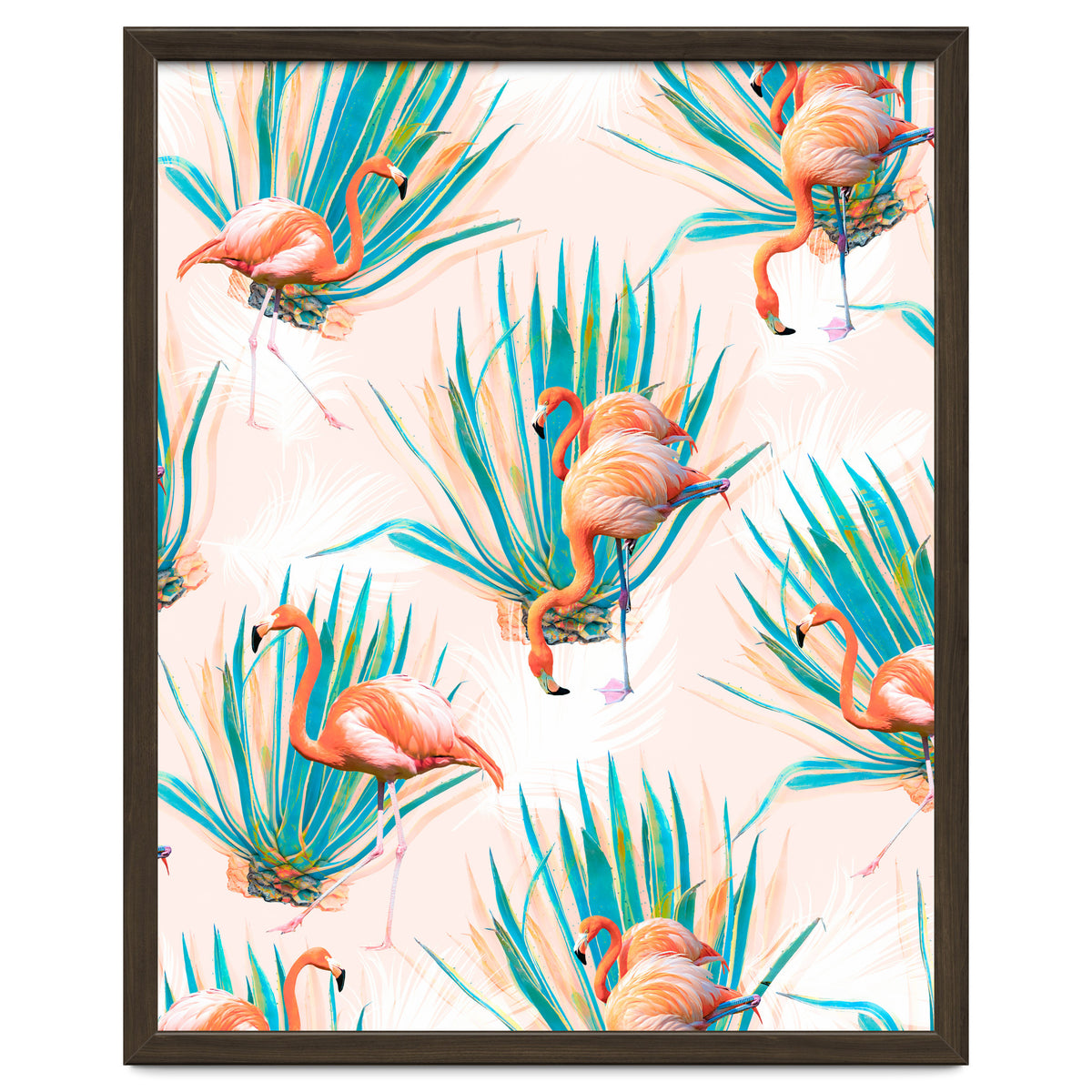 Anaglyph Flamingos with cactus