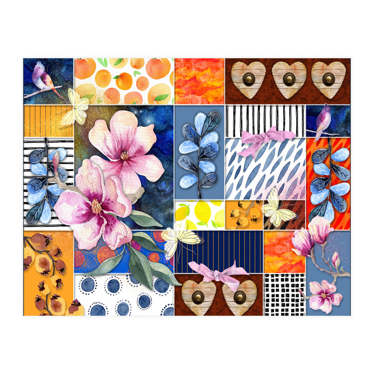 Romantic Floral Collage (Print Only)