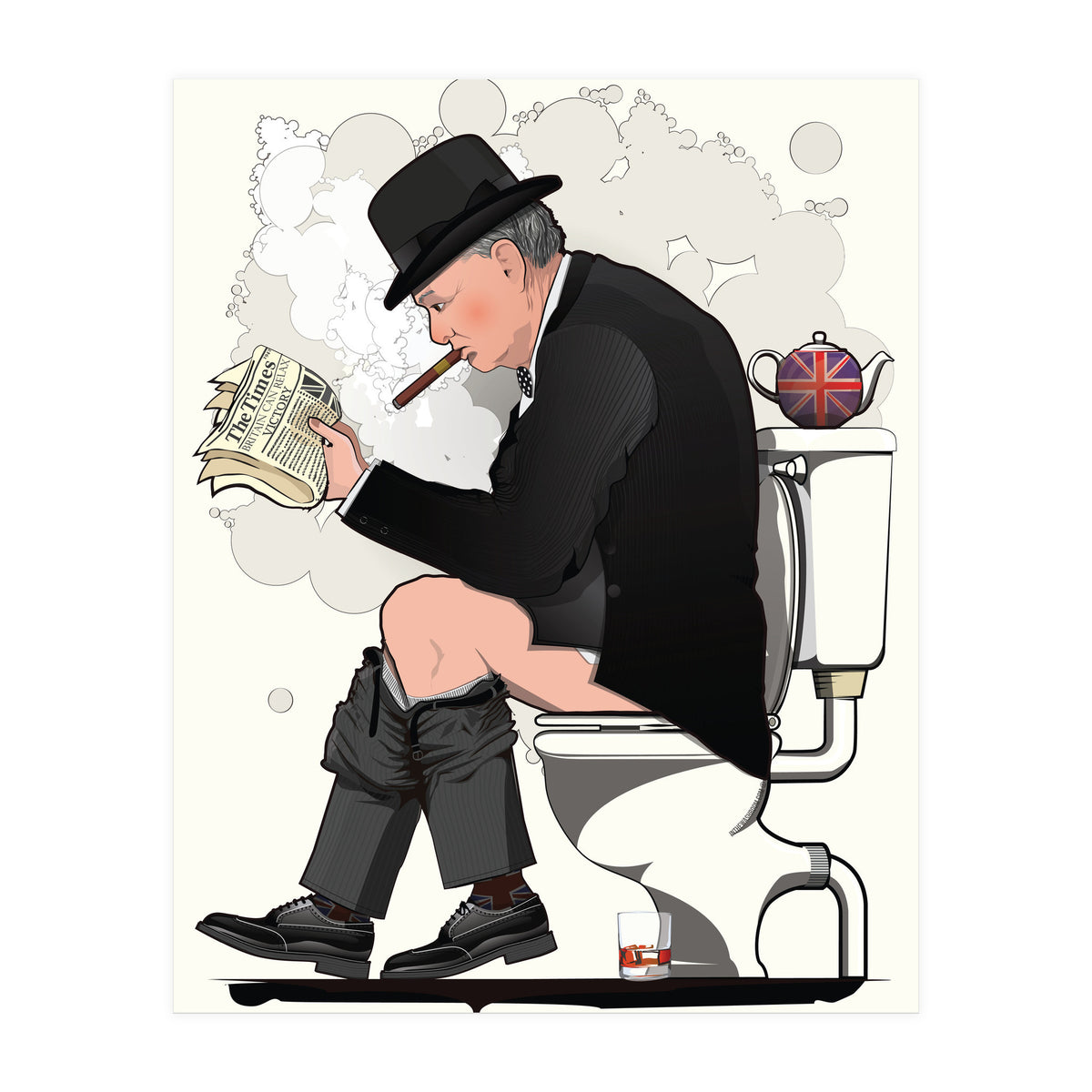 Churchill on the Toilet, Funny Bathroom Humour (Print Only)