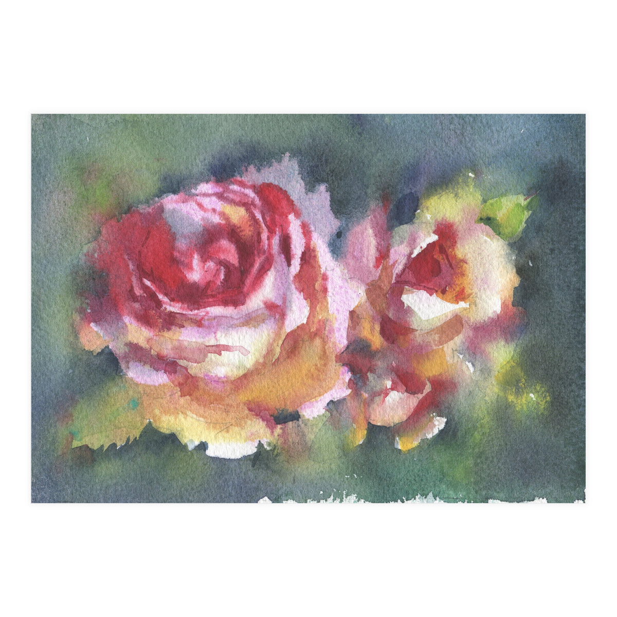 Wildflowers rose watercolor painting (Print Only)