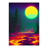 Neon Moon, Color Pop Art Glow Forest, Nature Landscape Adventure, Travel Mystery Eclectic, Contemporary Digital Painting (Print Only) thumbnail