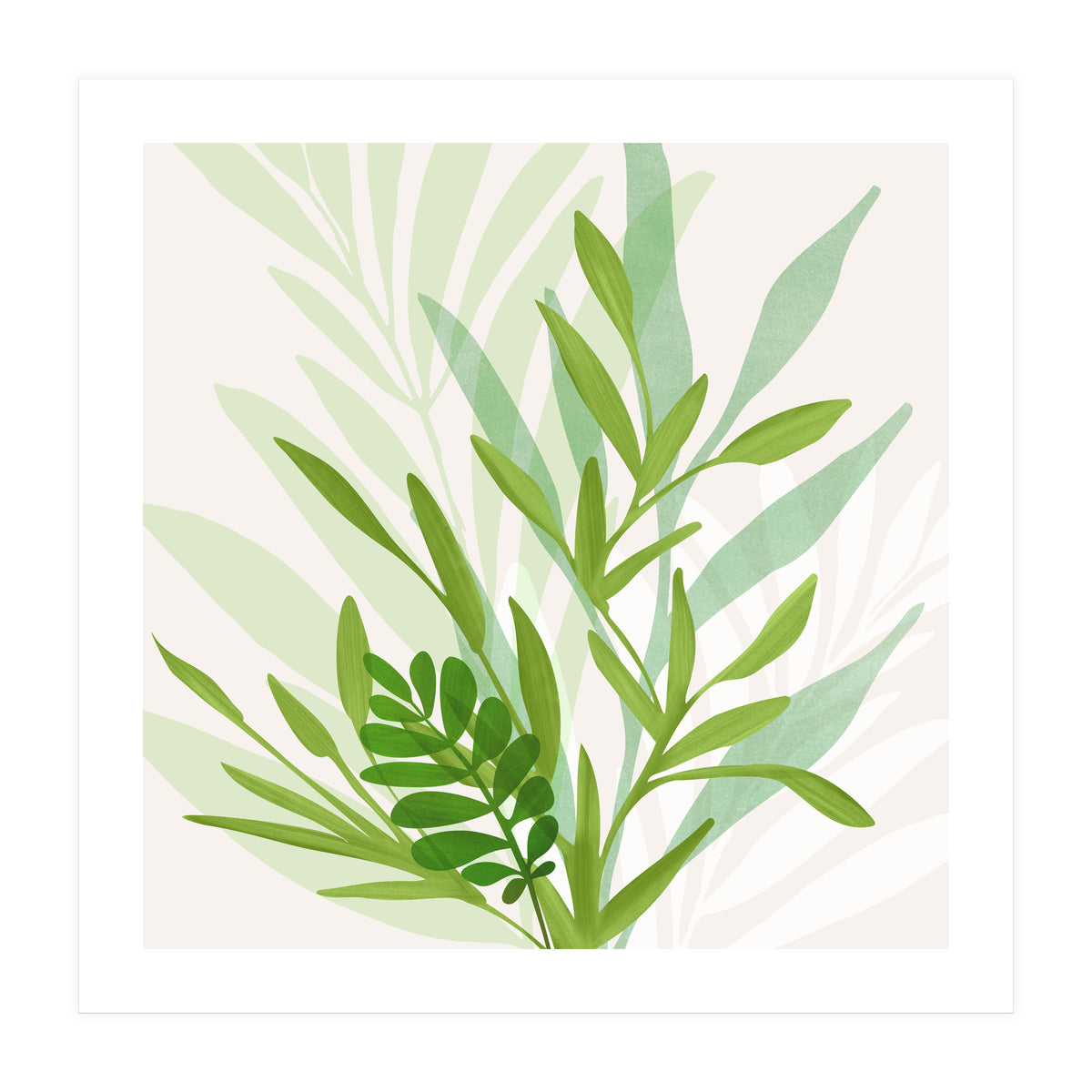 Wild Greenery Abstract Botanical (Print Only)