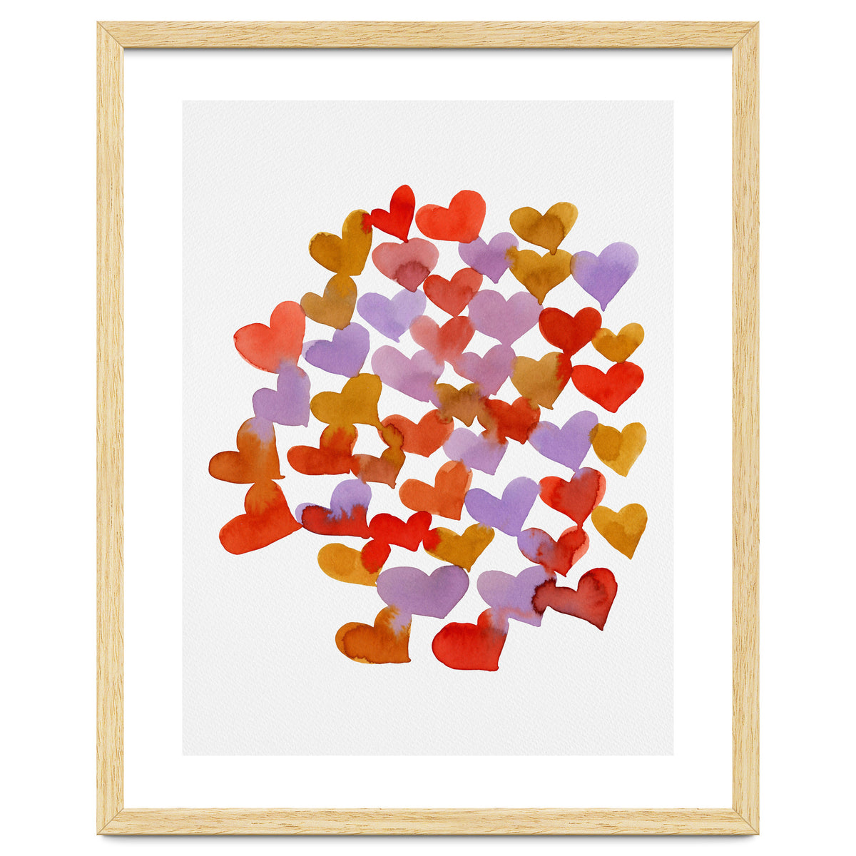 Watercolor melting hearts - retro