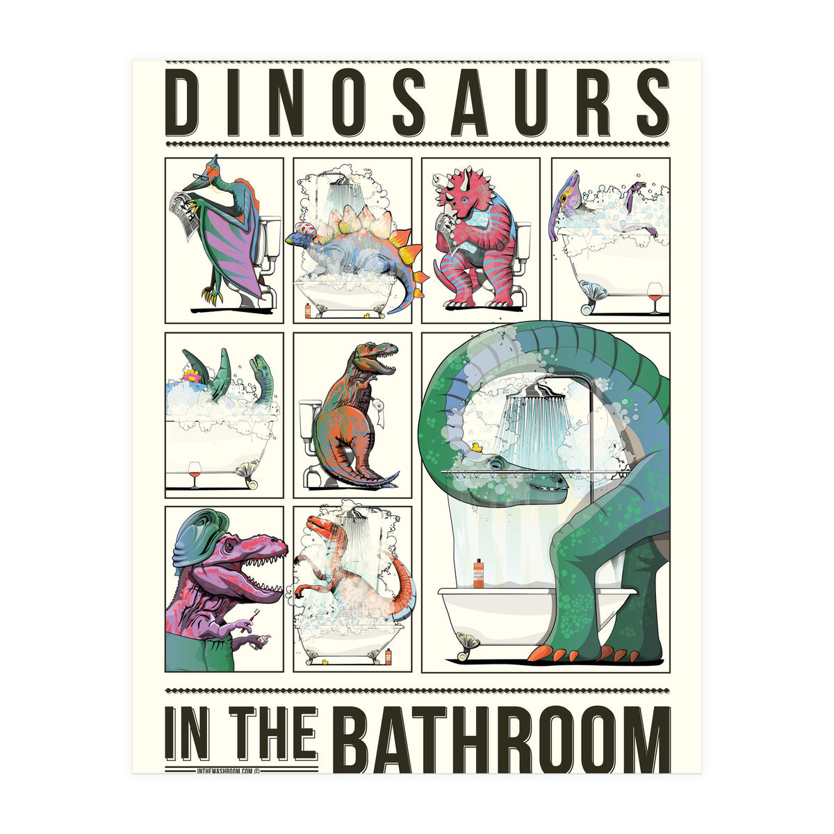 Dinosaurs in the Bathroom, Funny Toilet Humour (Print Only)