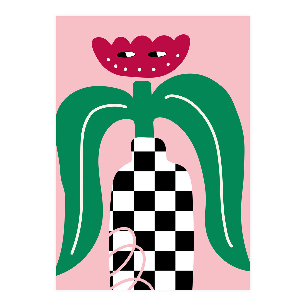 Flower in Checker Vase (Print Only)