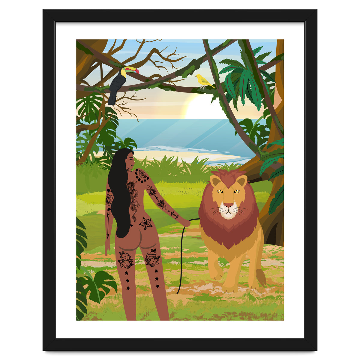 Boho Girl with Lion