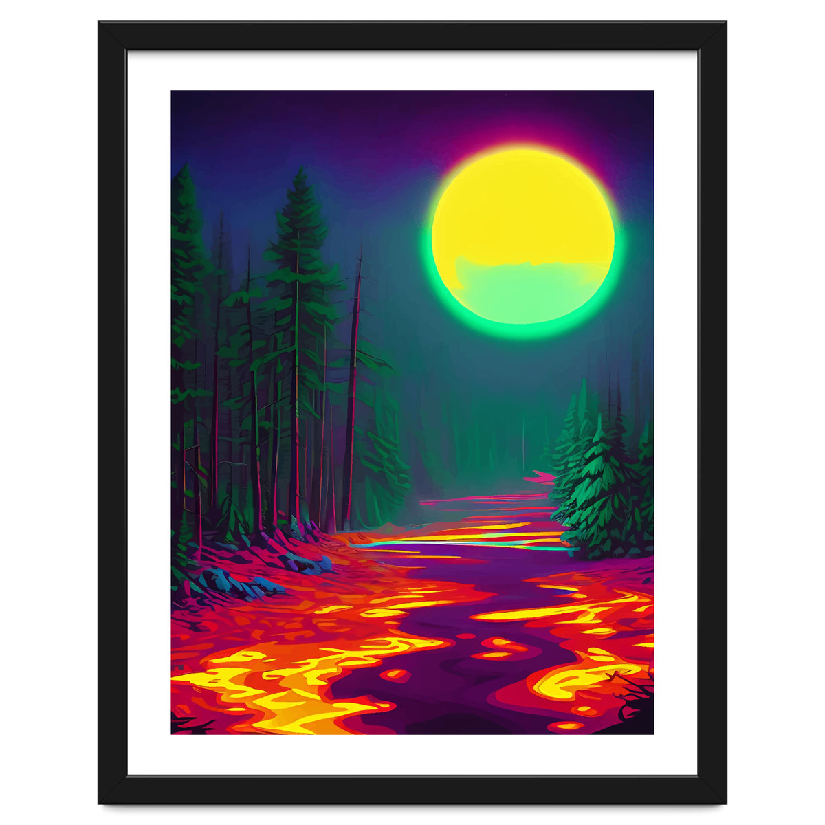 Shop Neon Moon, Color Pop Art Glow Forest Art Print