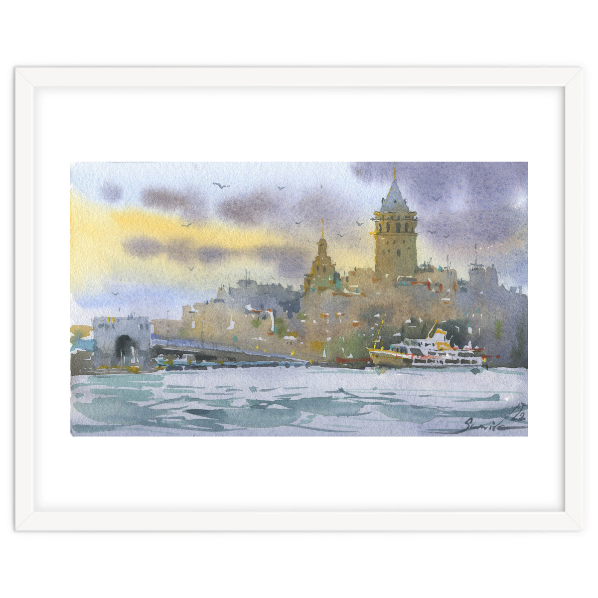 Galata Tower. Istanbul. Watercolor