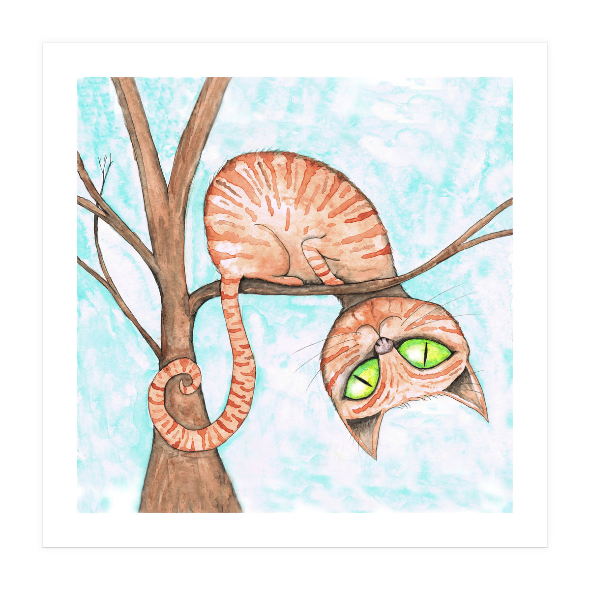 Red cat in a tree (Print Only)