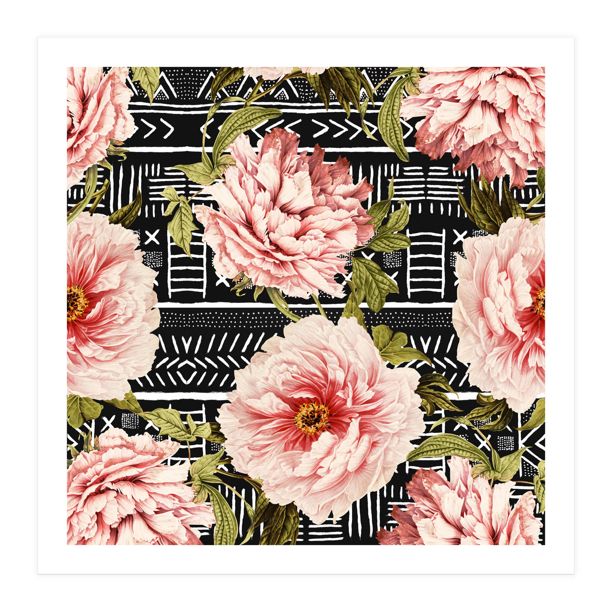 Flowering pink on drawn lines (Print Only)