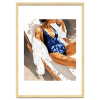 Girls Just Wanna Have Sun Painting, Woman Fashion Swim Beach Vacation Travel Summer Illustration