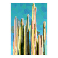 Desert's Rose, Summer Cactus Abstract Pastel Digital Art, Nature Botanical Color Sketch Plant Drawing (Print Only)