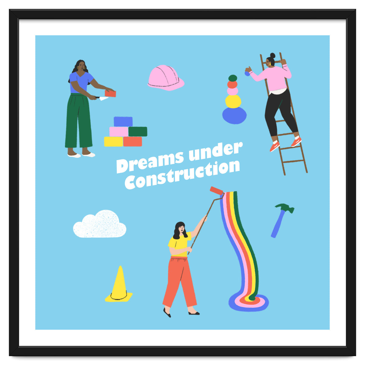 Dreams Under Construction Square Blue