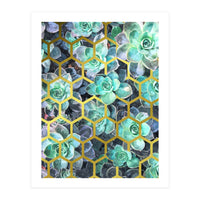Succulents and Gold Geometric (Print Only)