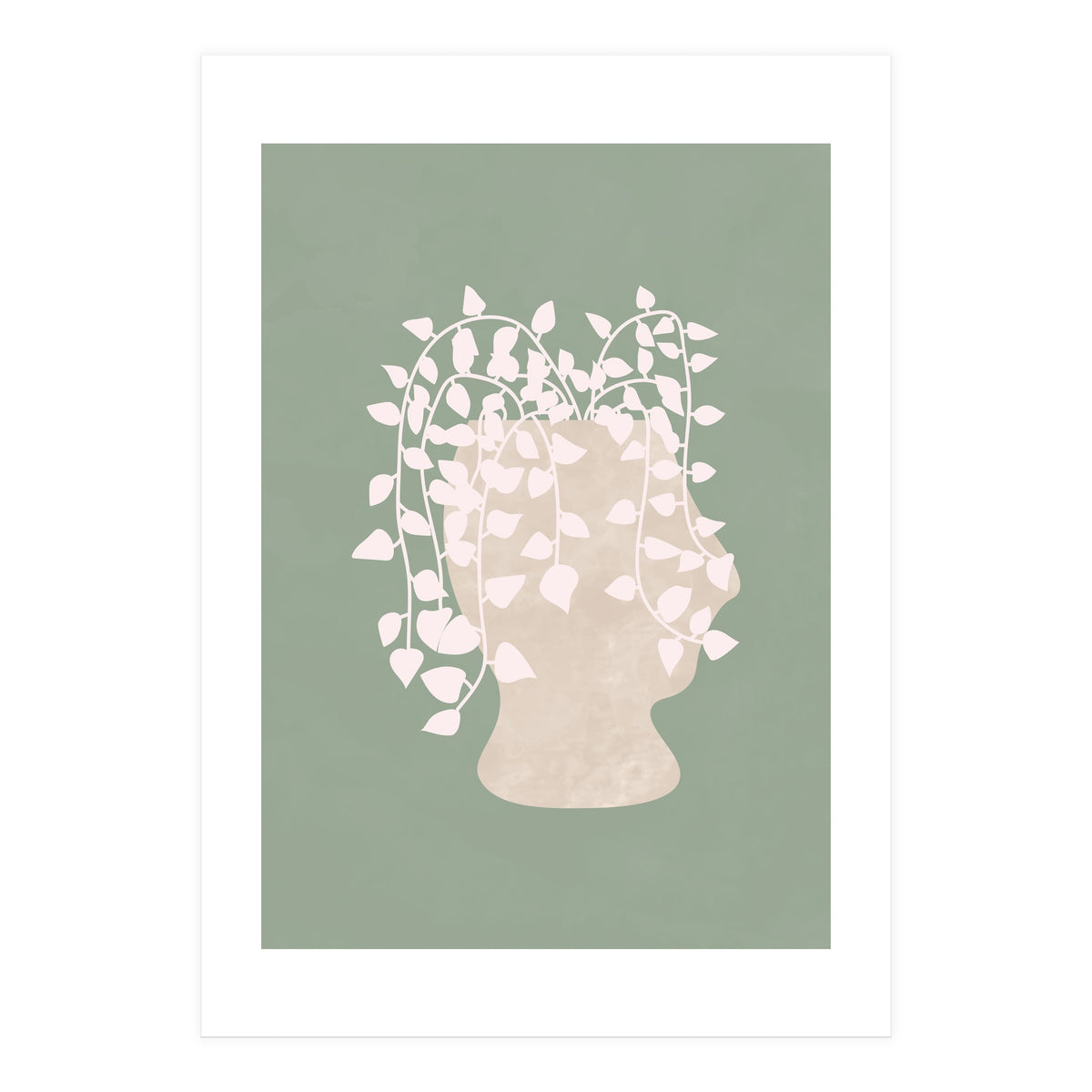Abstract Potted Figure Sage Green (Print Only)