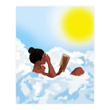 Reading on Clouds, Black Woman Summer Sunny Day Book Painting, Bohemian Nude (Print Only) thumbnail