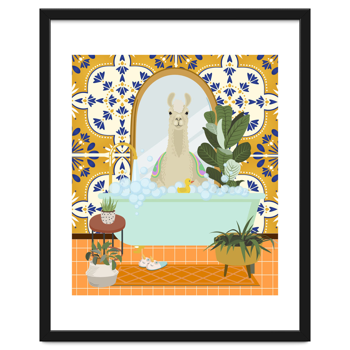Llama Bathing in Moroccan Style Bathroom
