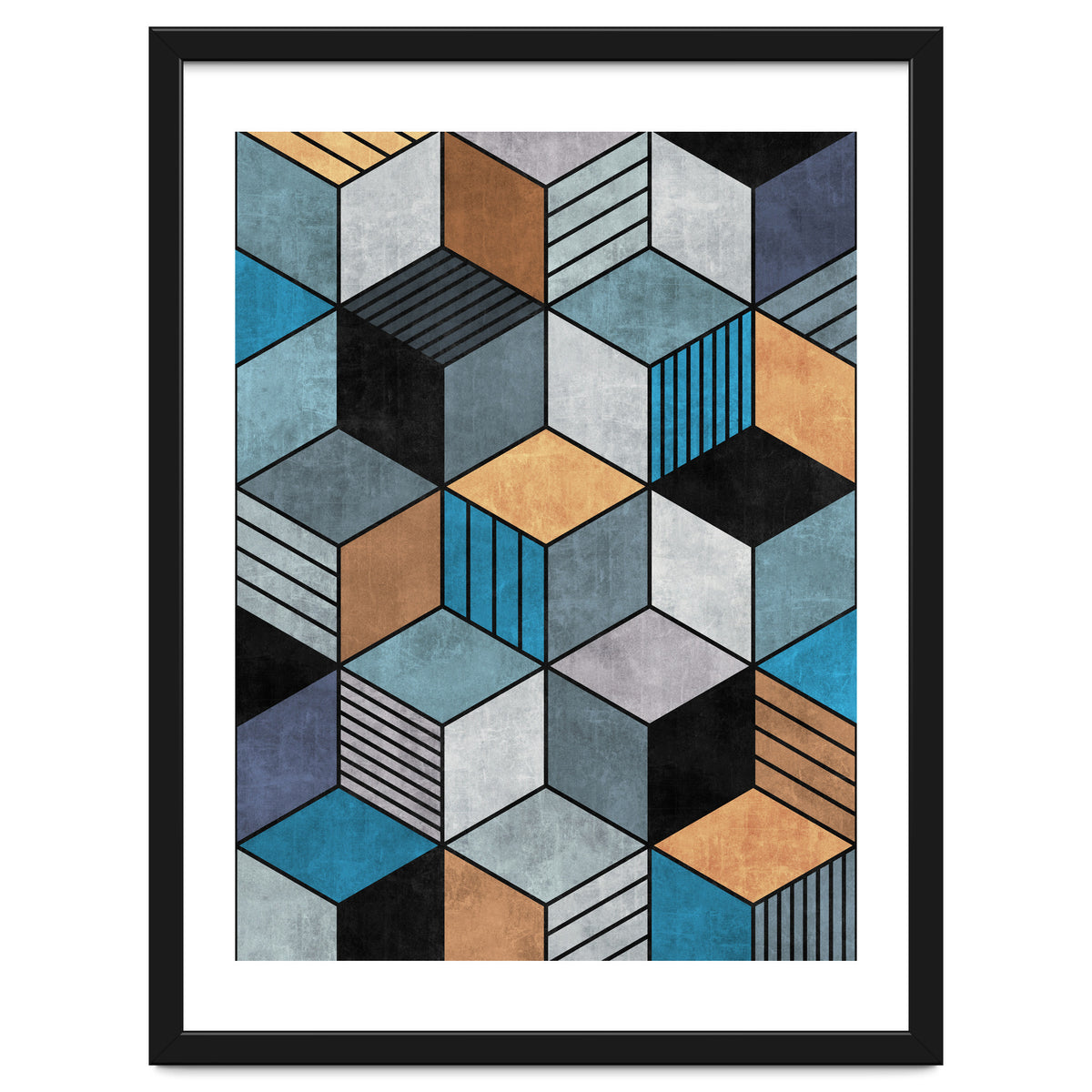 Colorful Concrete Cubes 2 - Blue, Grey, Brown