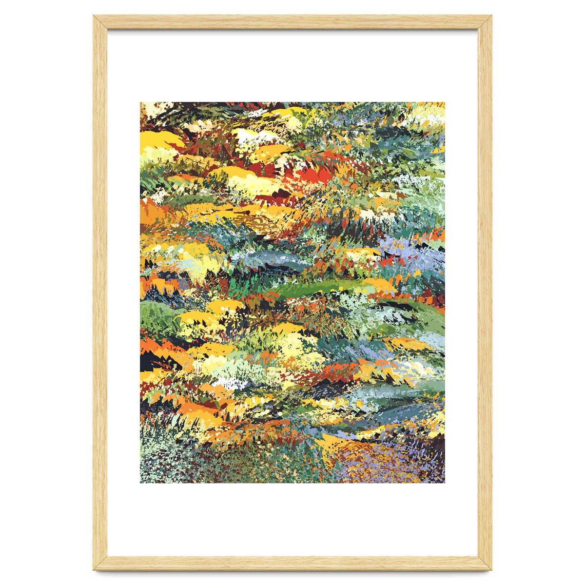 Autumn Forest, Nature Jungle Painting, Botanical Plants Abstract Illustration, Contemporary Modern Boho