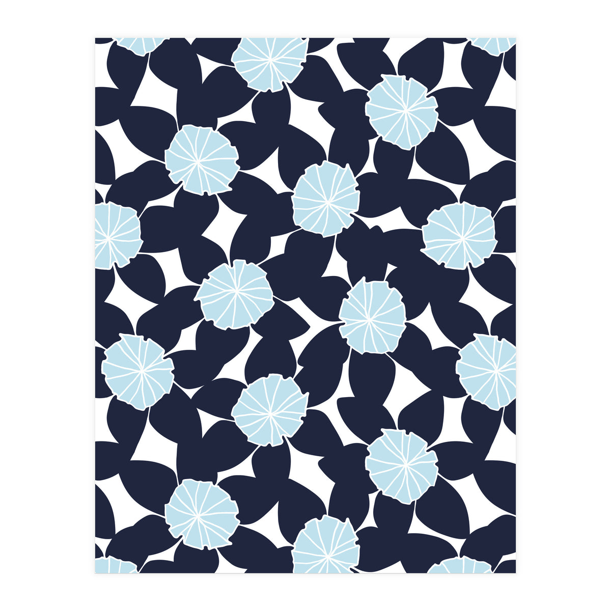 Pastel Blue Abstract Flower Pattern (Print Only)