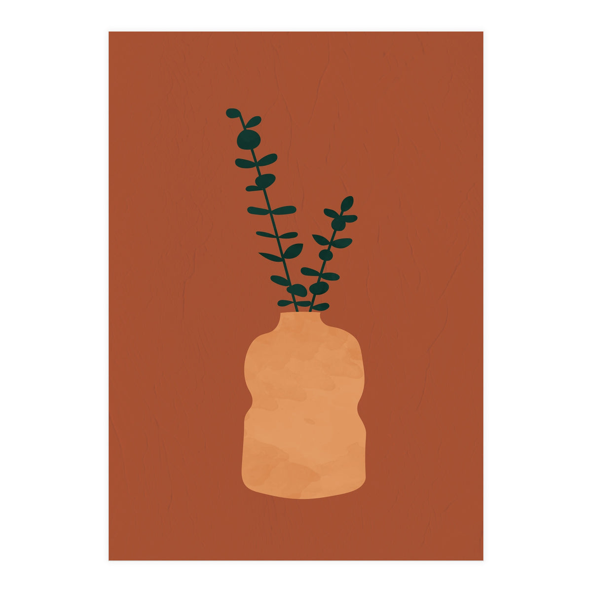 Terracotta Earth Tones Wall Decor Pottery Plant II (Print Only)