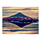 Reflection on Mount Fuji with cherry trees. (Print Only) thumbnail