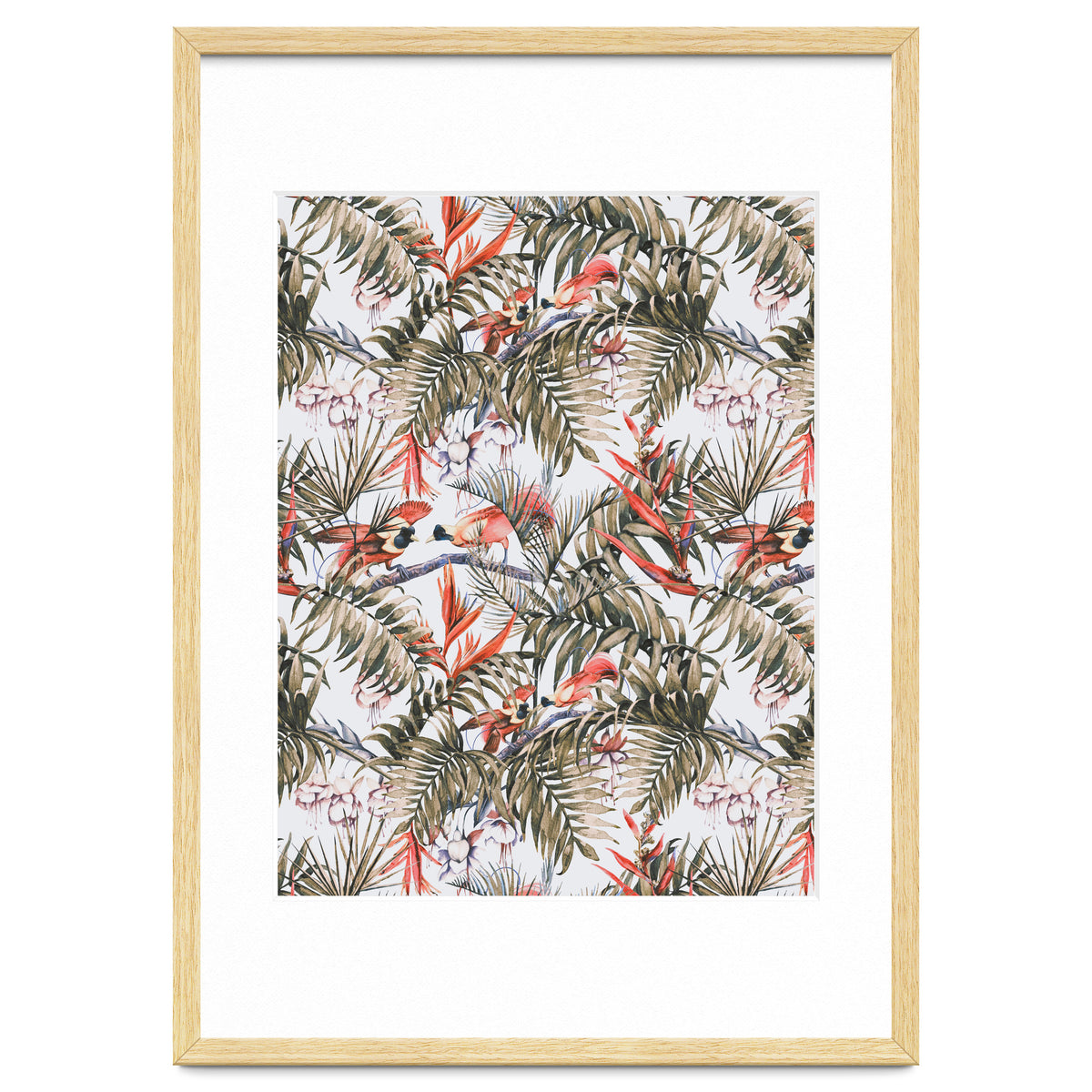 Exotic birds in the jungle paradise