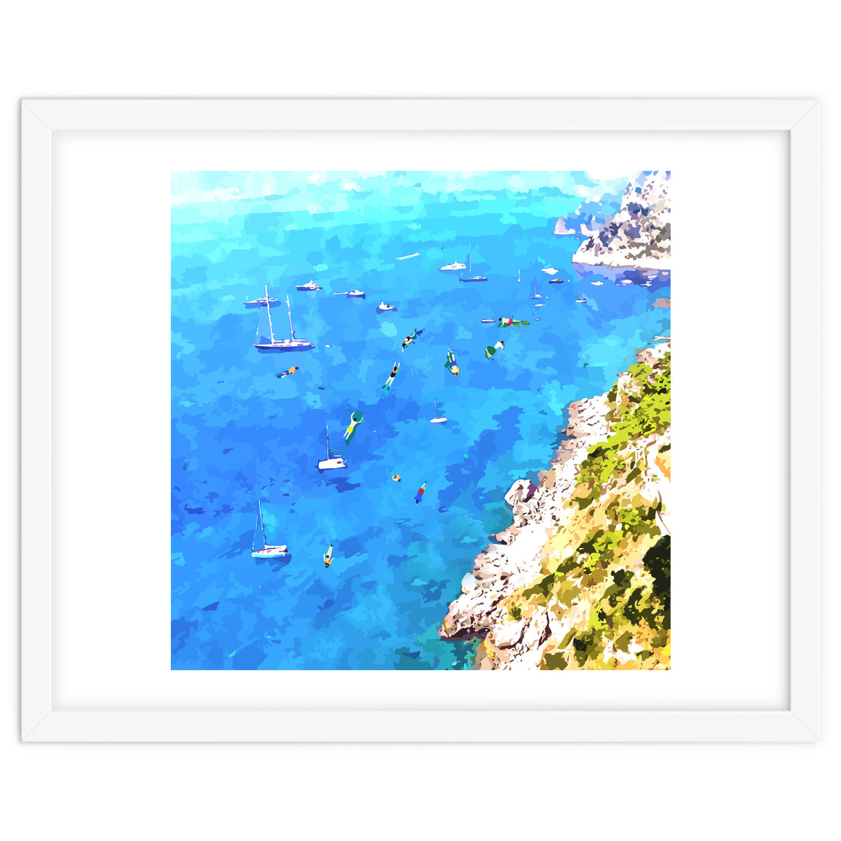 Capri Islands | Tropical Travel Summer Island | Ocean Sea Beach Swim Sail Painting