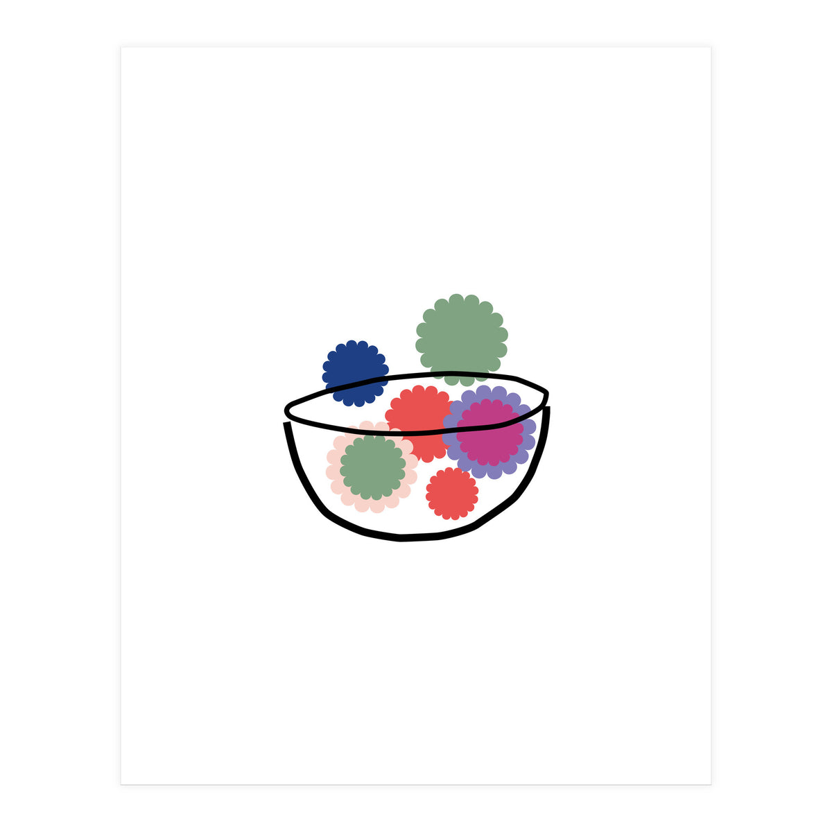 Fruits Or Flowers Rgb White (Print Only)