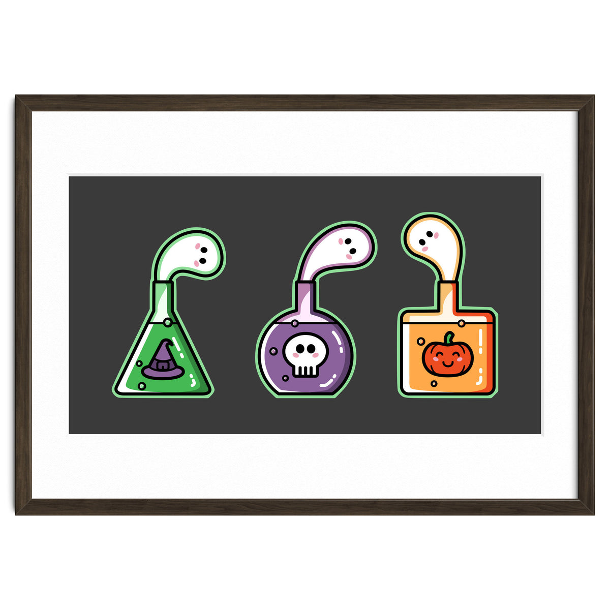Kawaii Cute Halloween Potions - witches hat, skull, pumpkin, ghosts