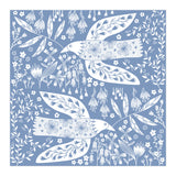 Doves And Flowers White On Blue (Print Only) thumbnail