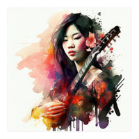 Watercolor Musician Woman #1 (Print Only)