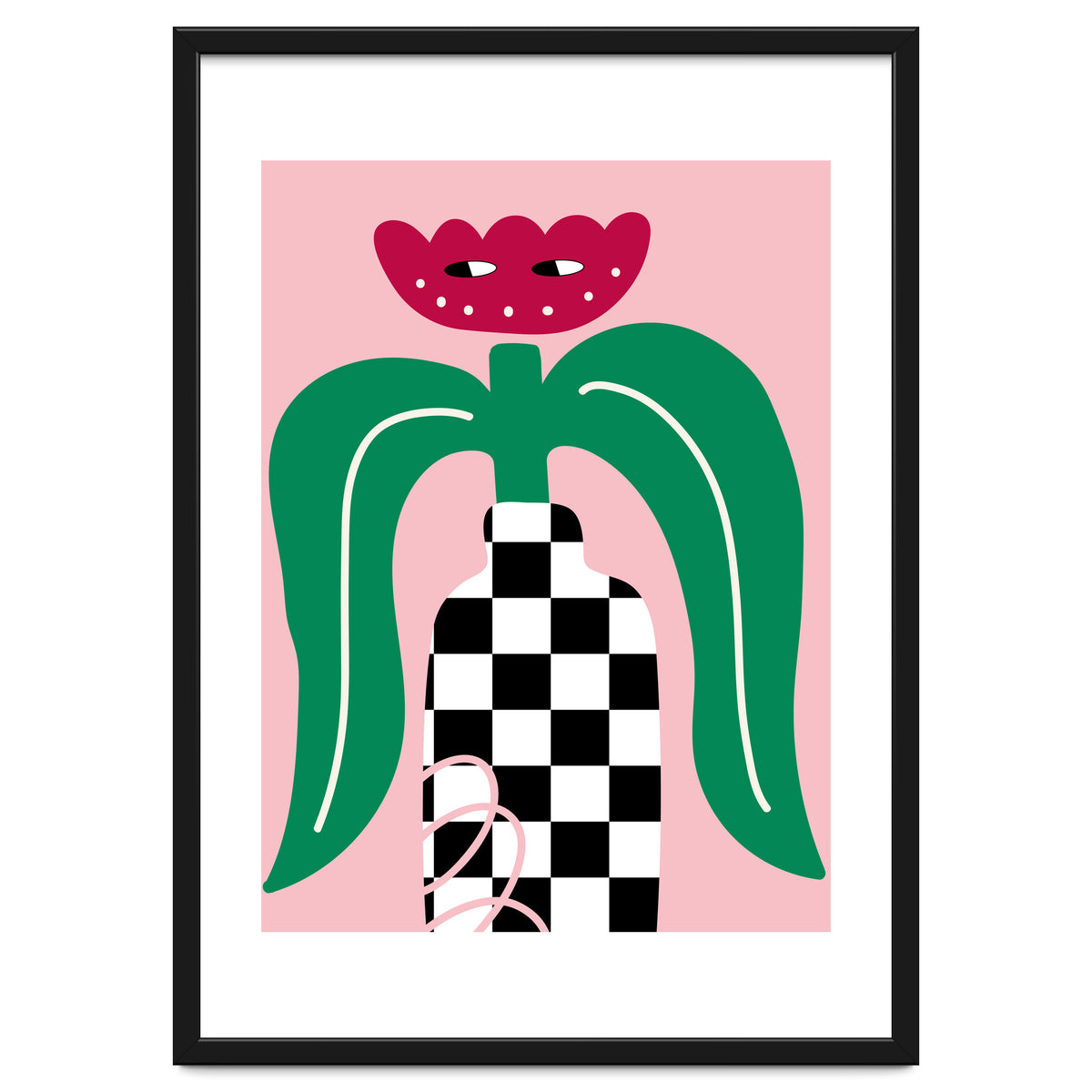 Flower in Checker Vase