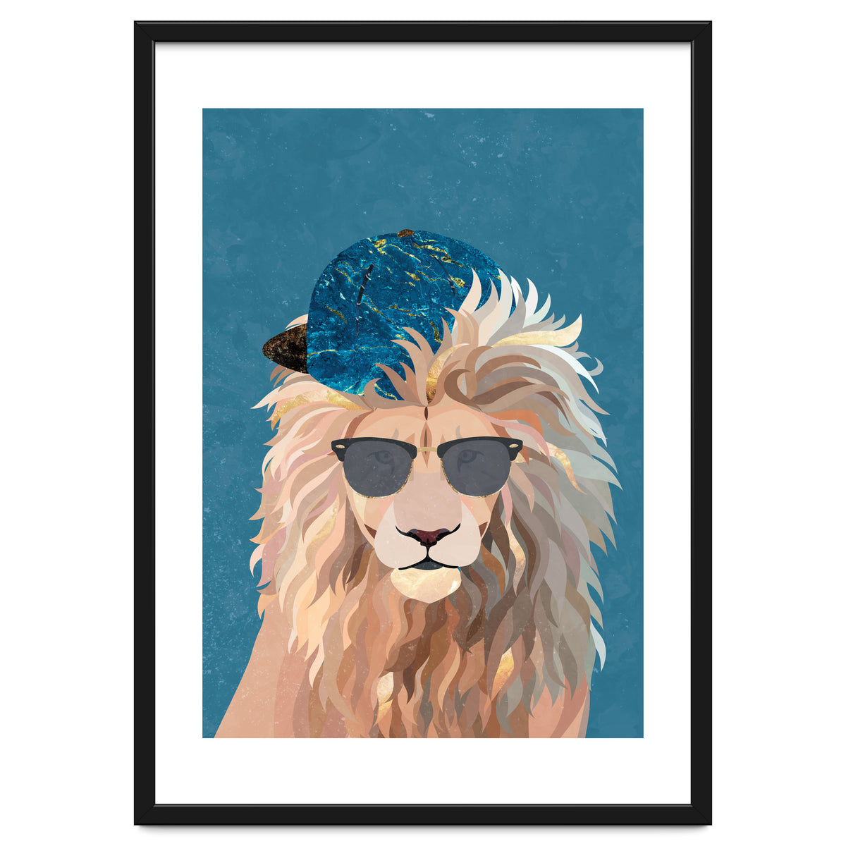 Skater Lion Portrait Blue