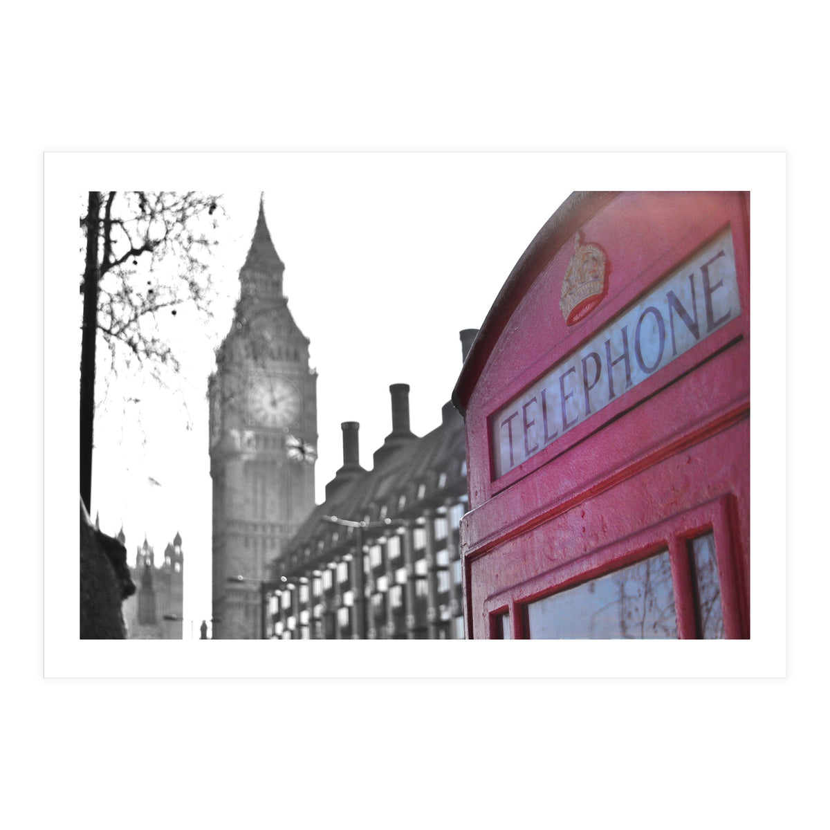 London Big Ben Red Phone Booth  (Print Only)