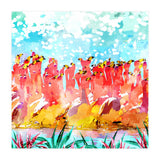 Save The Tropics Series Flamingo Flock Watercolor Painting (Print Only) thumbnail