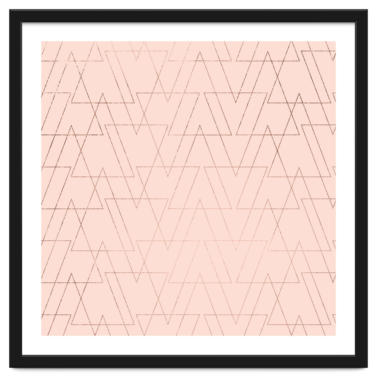 Modern Rose Gold Geometric Thin Triangles Blush Pink Abstract Pattern